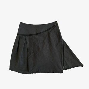 Gray Linen Blend Asymmetrical Zipper Skirt by Sarah Pacini